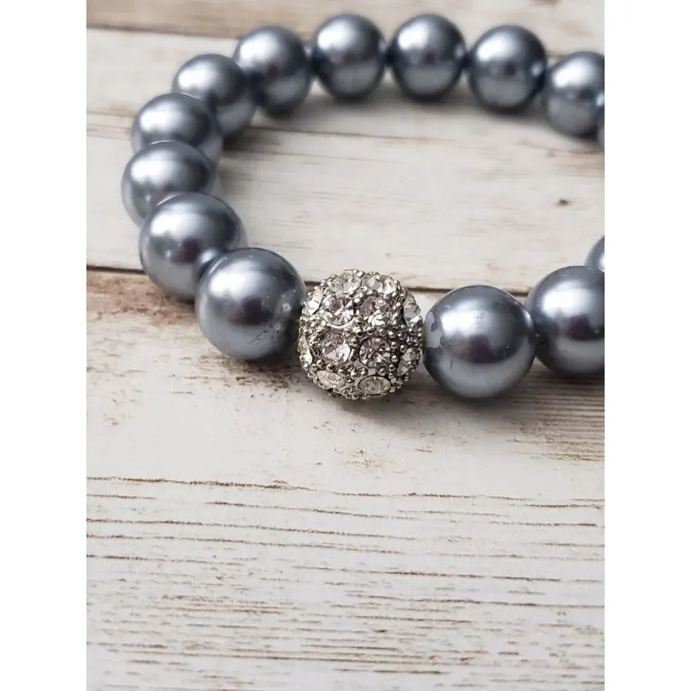 Vintage Stretch Bracelet / Bangle - Chunky Metallic Sky Blue